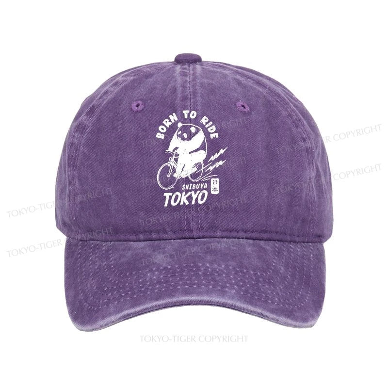 Tokyo-Tiger Pandas Ride Bicycles Washed Cap