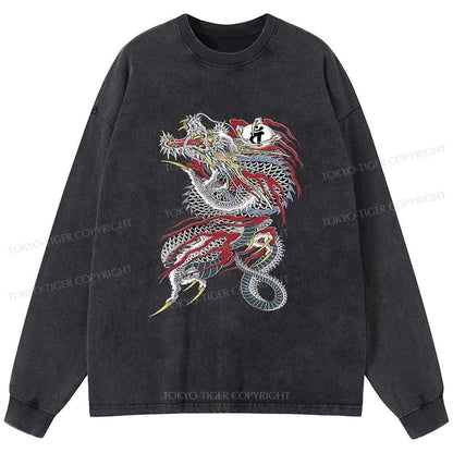 Tokyo-Tiger Dragon of Dojima Washed Long Sleeve T-Shirt