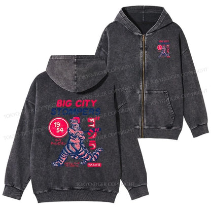 Tokyo-Tiger Big City Stompers Washed Zip Hoodie