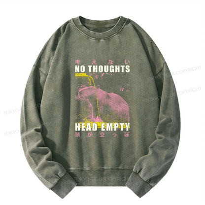 Tokyo-Tiger No Thoughts Head Empty Washed Sweatshirt