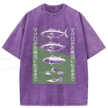 Tokyo-Tiger How Tuna Becomes Sushi Washed T-Shirt