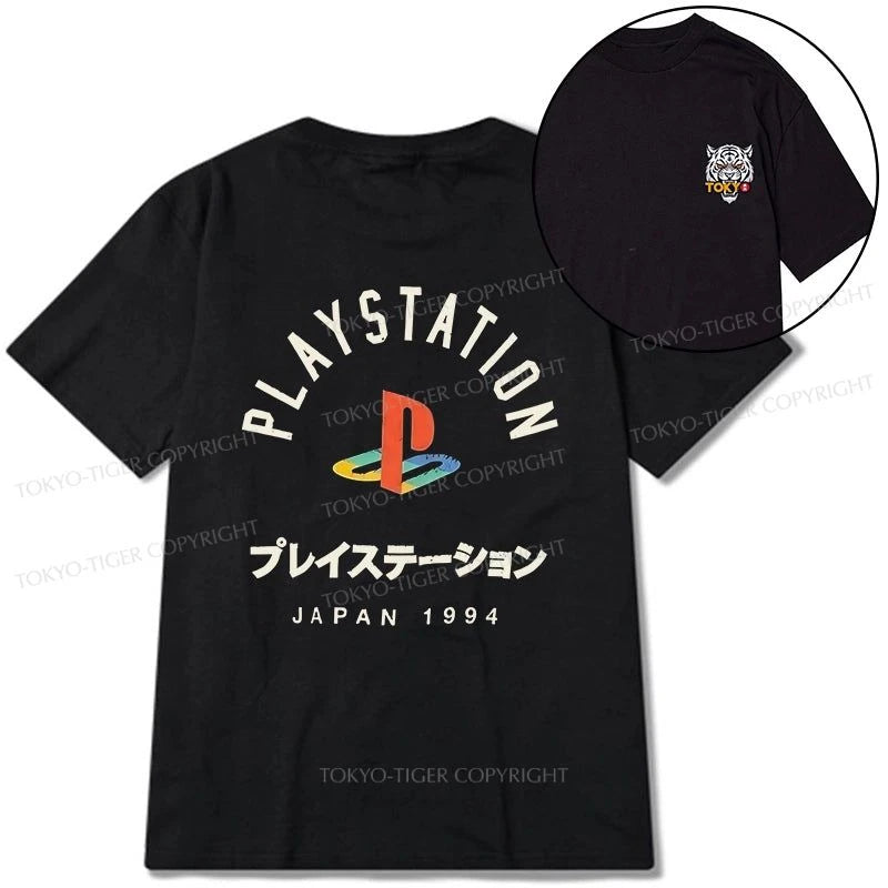 Tokyo-Tiger PlayStation Logo Japan Front Back Classic T-Shirt