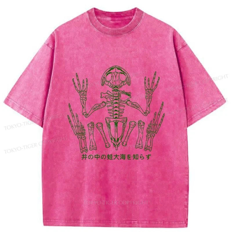 Tokyo-Tiger Frog Skeleton Japanese Washed T-Shirt