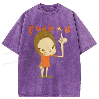 Tokyo-Tiger Fuk U Manga Girl Washed T-Shirt