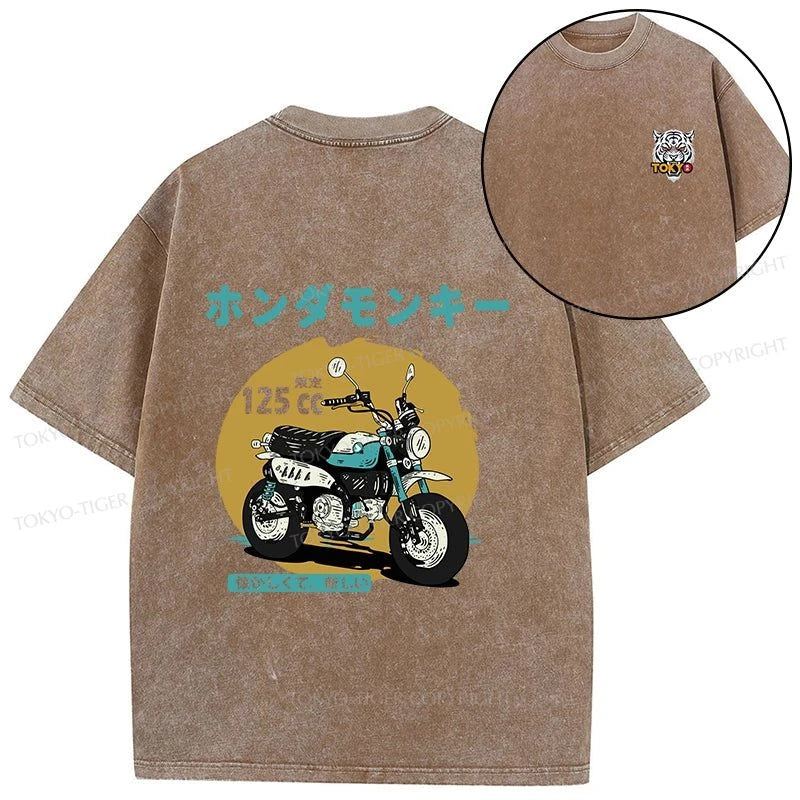 Tokyo-Tiger Honda Motorcycle Japanese Front Back Washed T-Shirt