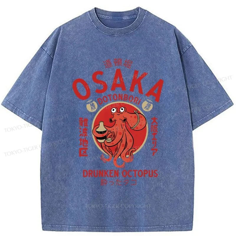 Tokyo-Tiger Drunken Octopus Japan Washed T-Shirt