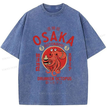 Tokyo-Tiger Drunken Octopus Japan Washed T-Shirt