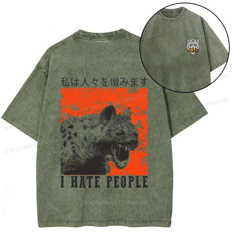 Tokyo-Tiger A Hyena That Hates Humans Front Back Washed T-Shirt