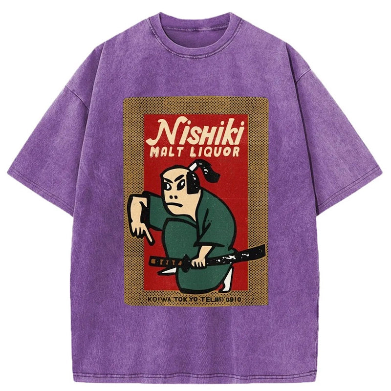 Tokyo-Tiger Samurai Holding Sword Washed T-Shirt