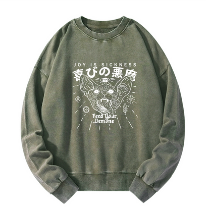 Tokyo-Tiger Joy Is Sickness Washed Sweatshirt