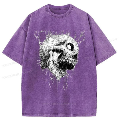 Tokyo-Tiger Terrifying Skull Japan Washed T-Shirt