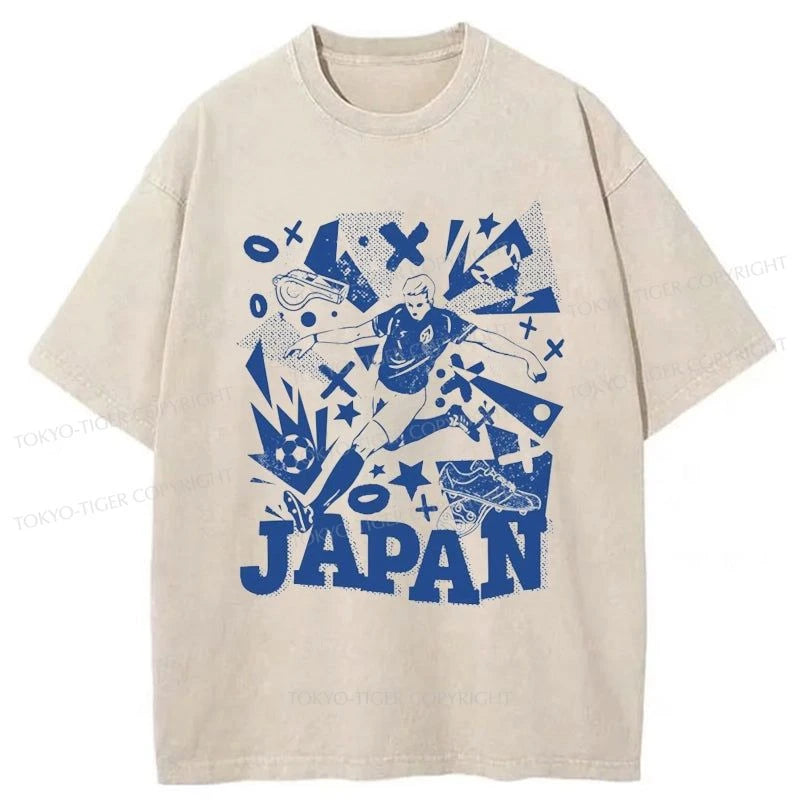 Tokyo-Tiger Japanese Football Retro Soccer Washed T-Shirt