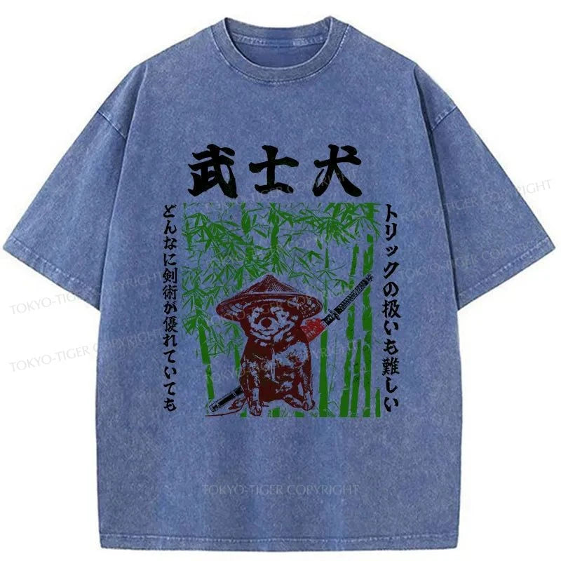 Tokyo-Tiger Samurai Dog Washed T-Shirt