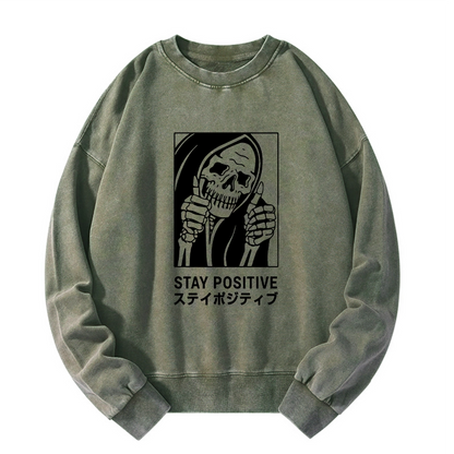 Tokyo-Tiger Stay Positive Skeleton Washed Sweatshirt