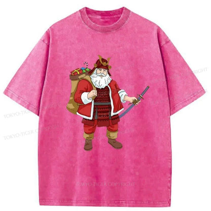 Tokyo-Tiger Japanese Samurai Christmas Washed T-Shirt