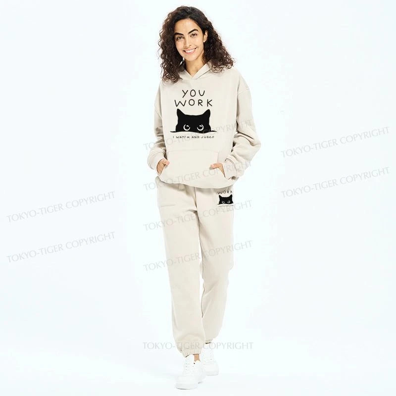 Tokyo-Tiger A Cat That Spies Fleece Lined Hoodie Set