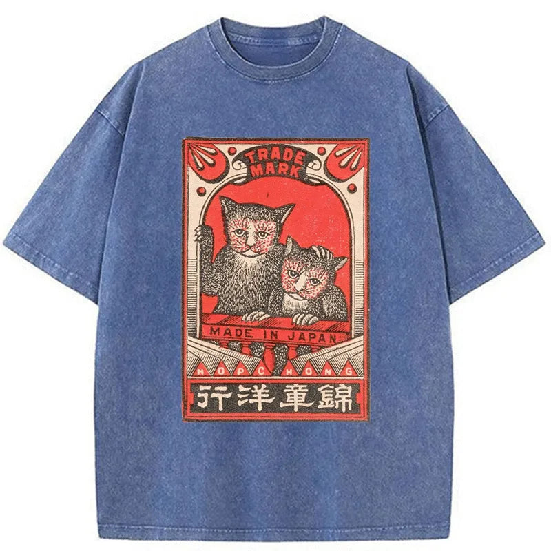 Tokyo-Tiger Two Kittens Japanese Washed T-Shirt
