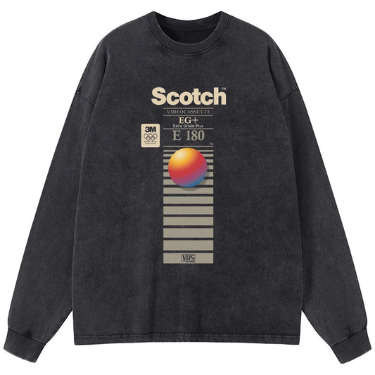 Tokyo-Tiger VHS Scotch E180 Washed Long Sleeve T-Shirt