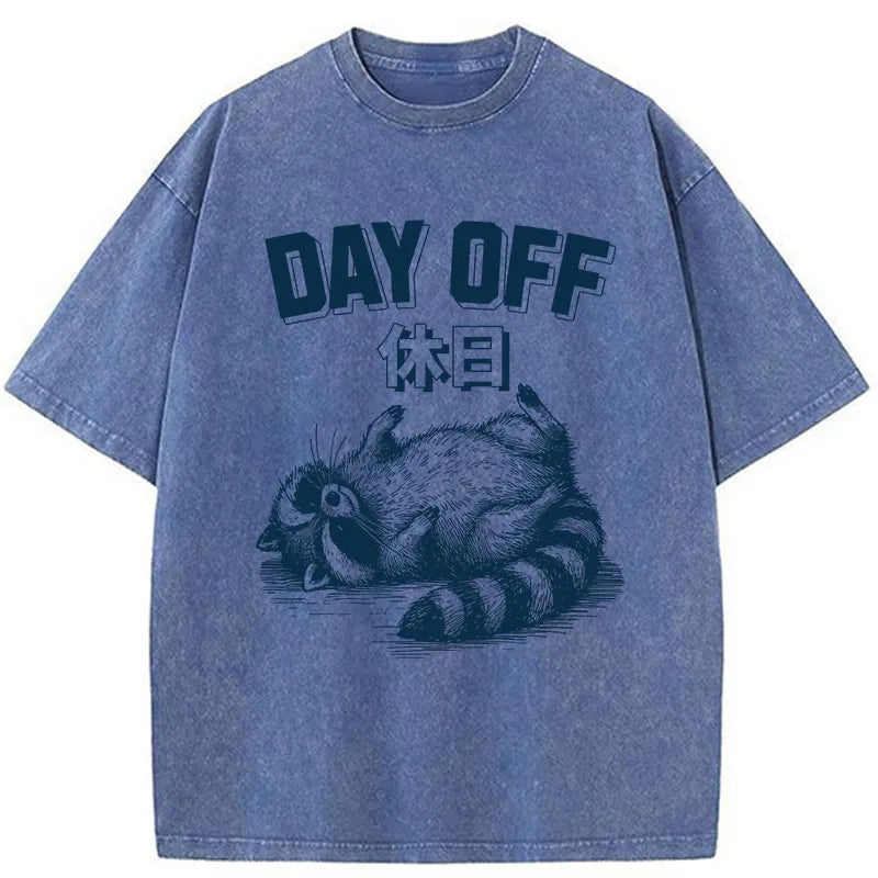 Tokyo-Tiger Tired Excausted Raccoon Washed T-Shirt