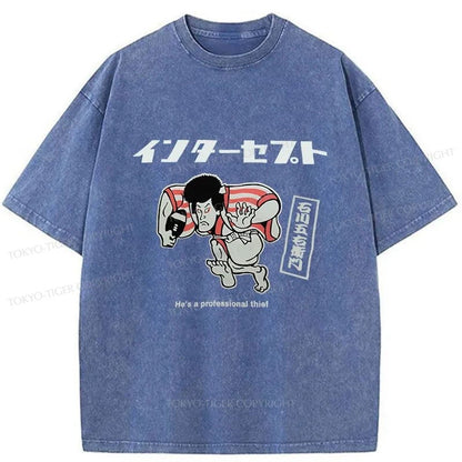 Tokyo-Tiger Samurai Thief Japanese Washed T-Shirt