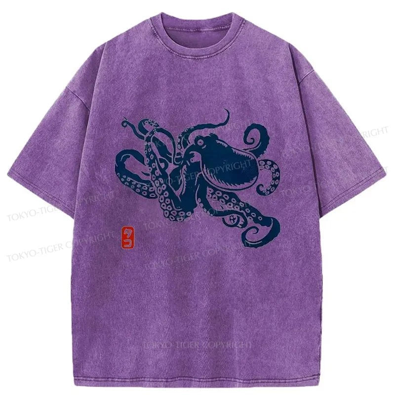 Tokyo-Tiger Japanese Octopus Washed T-Shirt