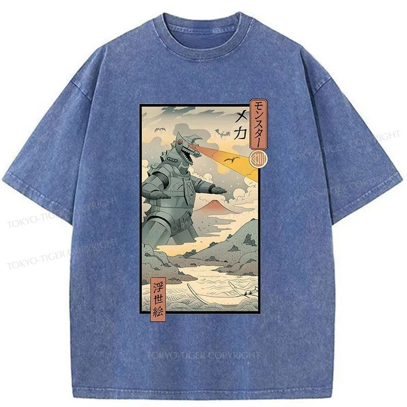 Tokyo-Tiger Ukiyo-e Robot Monster Washed T-Shirt