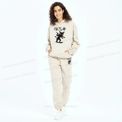 Tokyo-Tiger Ninja Cat Fleece Lined Hoodie Set