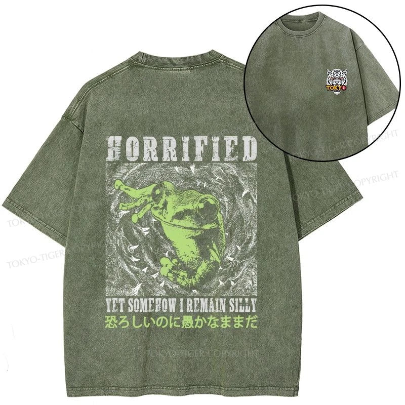 Tokyo-Tiger Silly Frog Japanese Front Back Washed T-Shirt