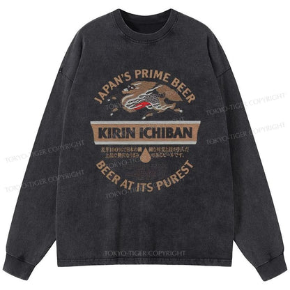 Tokyo-Tiger Kirin Ichiban Beer Japan Washed Long Sleeve T-Shirt