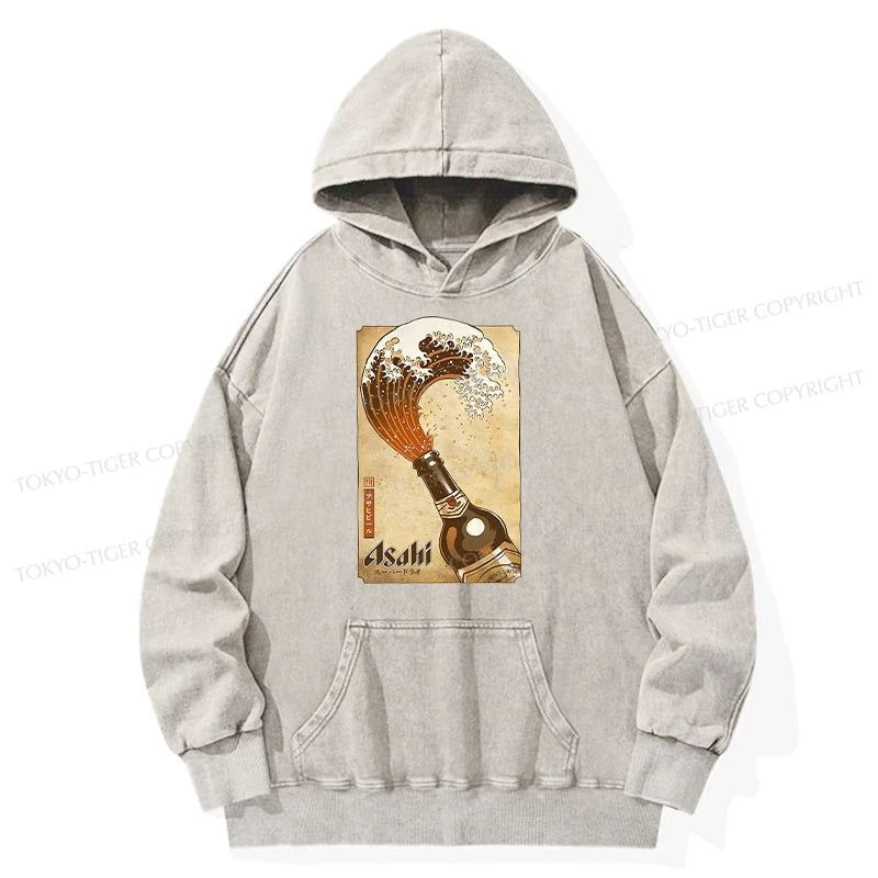 Tokyo-Tiger Asahi Logo Japanese Washed Hoodie