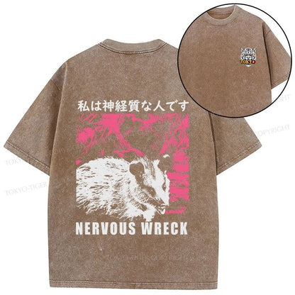 Tokyo-Tiger Nervous Wreck Front Back Washed T-Shirt