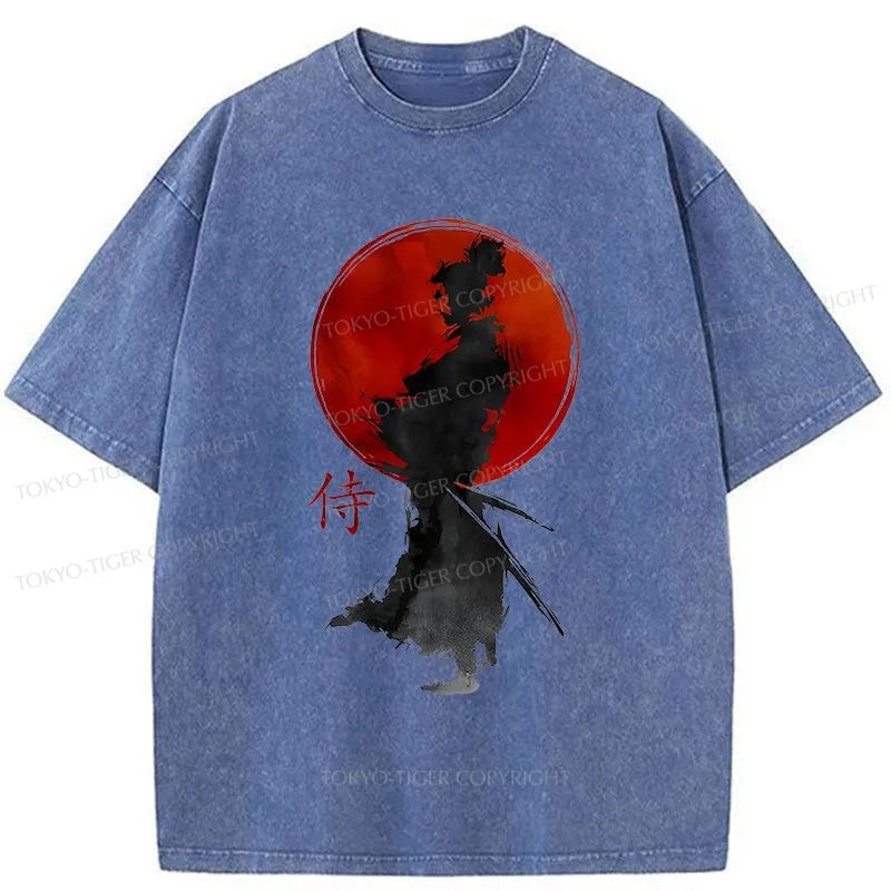 Tokyo-Tiger Cool Japanese Samurai Washed T-Shirt