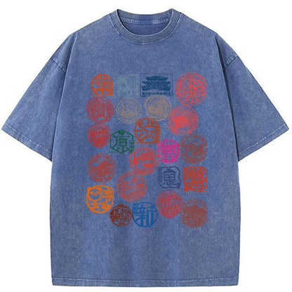 Tokyo-Tiger Japanese Seal Collection Washed T-Shirt