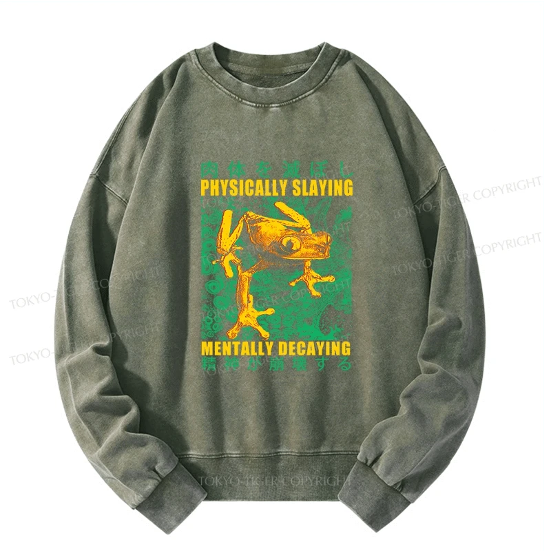 Tokyo-Tiger Physically Slaying Mentally Decaying Washed Sweatshirt