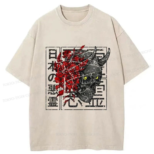 Tokyo-Tiger Japanese Evil Spirit Washed T-Shirt