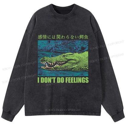 Tokyo-Tiger An Emotionless Crocodile Washed Long Sleeve T-Shirt