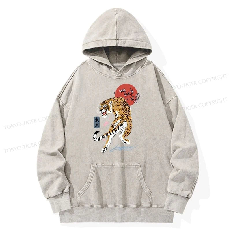 Tokyo-Tiger Tiger Blossom Japanese Sakura Washed Hoodie