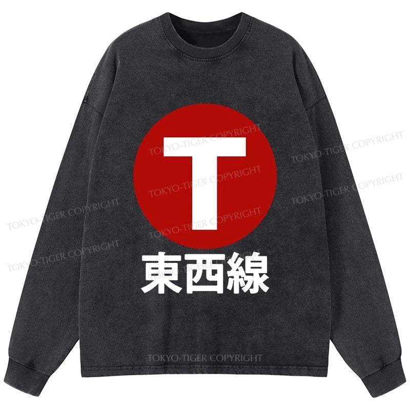 Tokyo-Tiger Tozai Line Kyoto Washed Long Sleeve T-Shirt