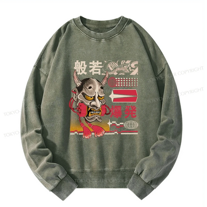 Tokyo-Tiger Hannya Mask Japanese Washed Sweatshirt