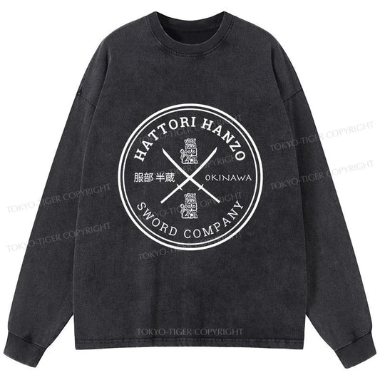 Tokyo-Tiger Hattori Hanzo Sword Company Washed Long Sleeve T-Shirt