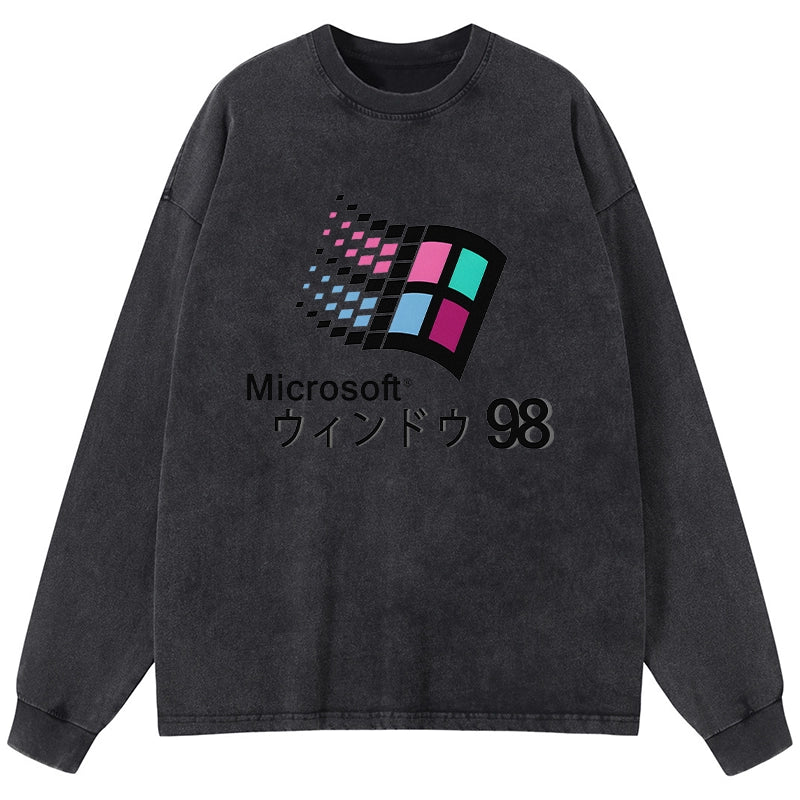 Tokyo-Tiger Microsoft Windows 98 Washed Long Sleeve T-Shirt