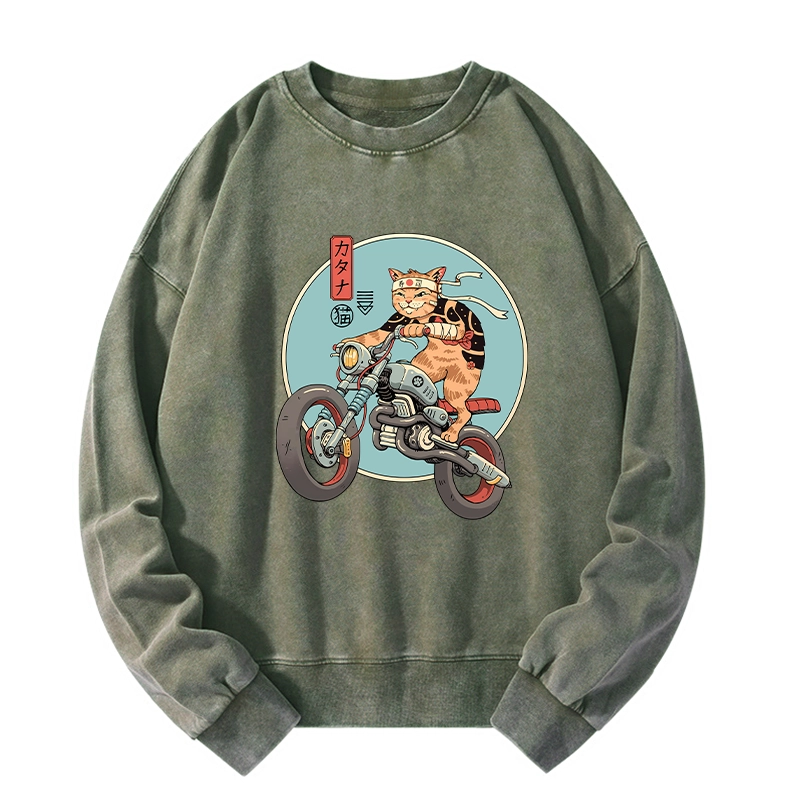 Tokyo-Tiger Catana Motorcycle Washed Sweatshirt