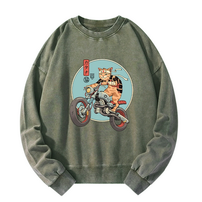 Tokyo-Tiger Catana Motorcycle Washed Sweatshirt