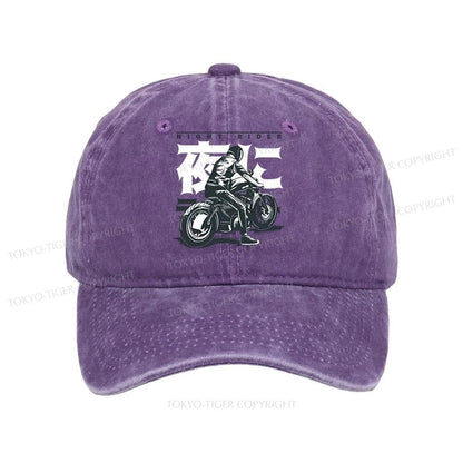 Tokyo-Tiger Motorcyclist Japanese Night Rider Washed Cap