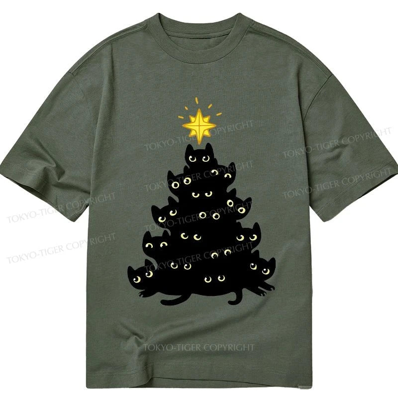 Tokyo-Tiger Black Cat Christmas Tree Classic T-Shirt