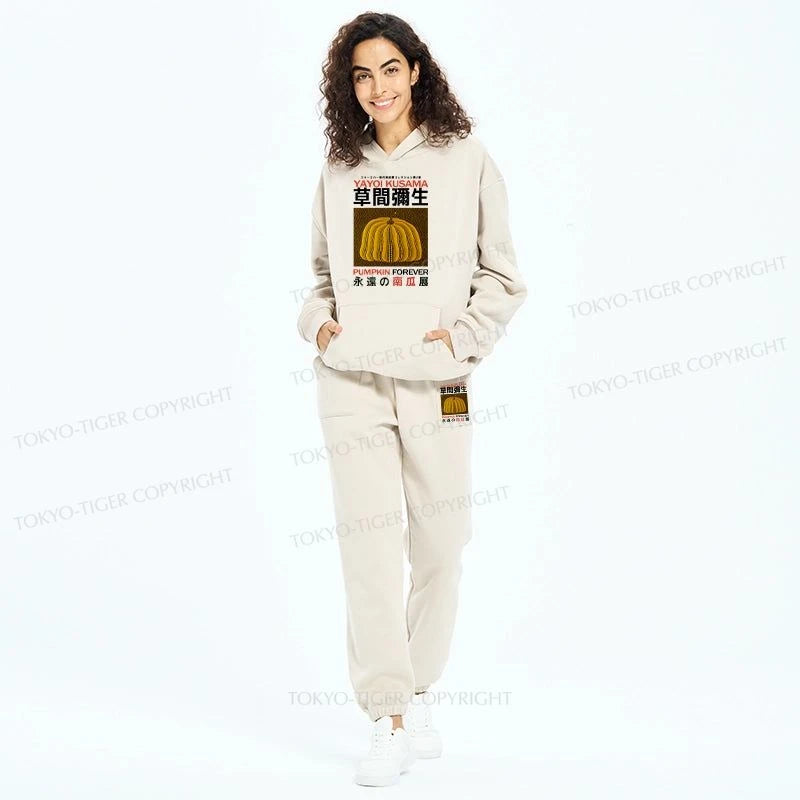 Tokyo-Tiger Forever Pumpkin Exhibition Japanese Fleece Lined Hoodie Set