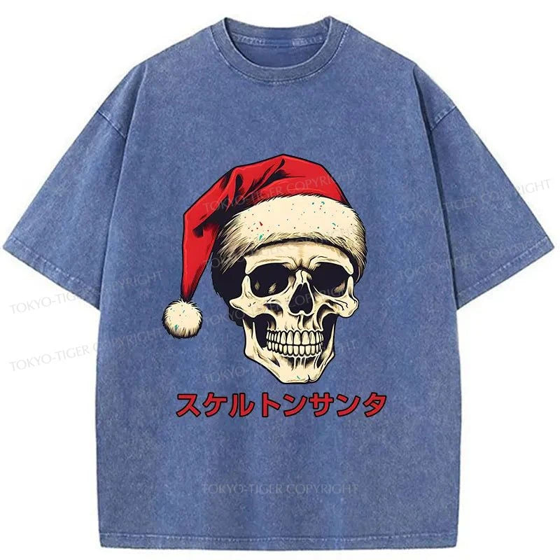 Tokyo-Tiger Skeleton Santa Claus Japanese Washed T-Shirt