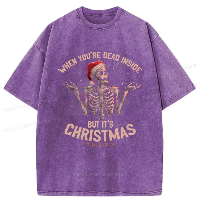 Tokyo-Tiger Skeleton Christmas Washed T-Shirt