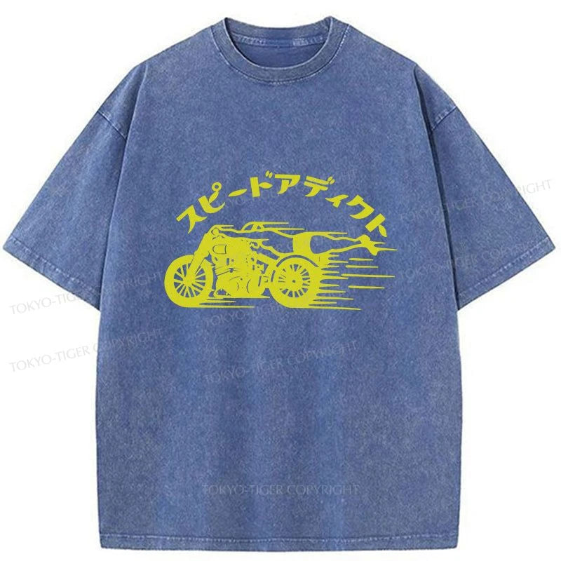 Tokyo-Tiger Speed Adapt Motorcycle Washed T-Shirt