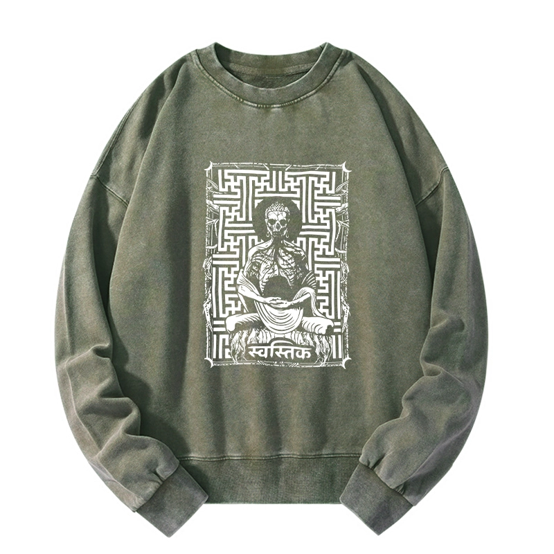 Tokyo-Tiger Sayagata Buddha Graphic Washed Sweatshirt